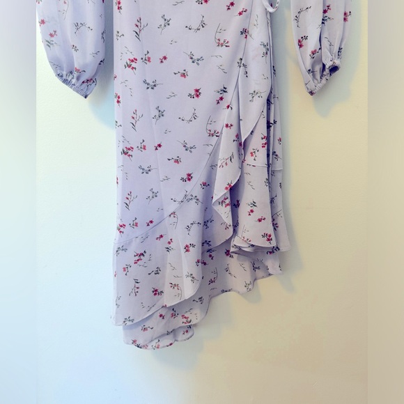 Sugar Lips Love Bird Lavender Floral Print Midi Wrap Dress - Small - Picture 12 of 15
